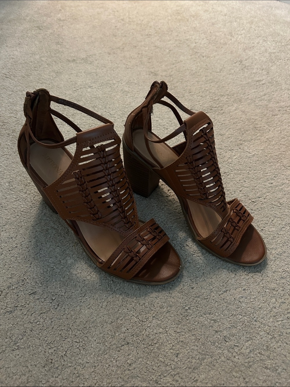 Merona Brown Braided Block Heel Sandals